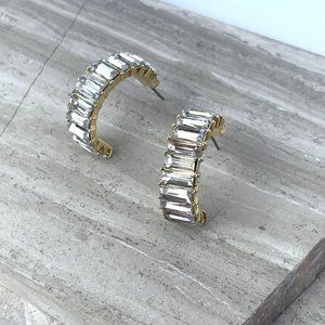 NEW~ Anthropologie Clear Crystal Hoop Earrings
